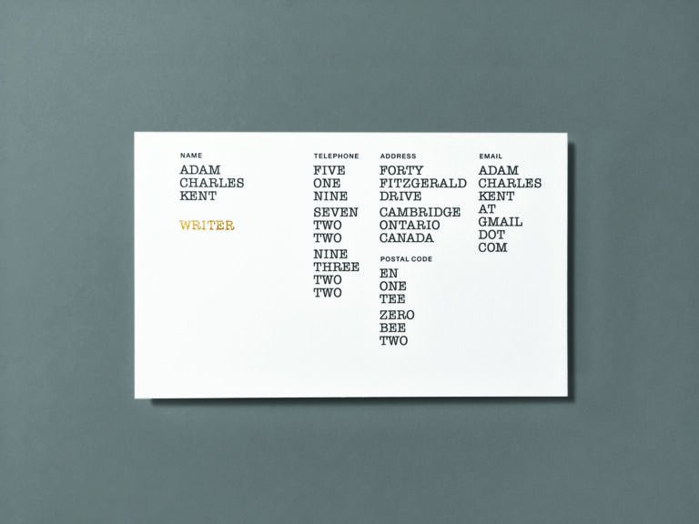 Writer’s Business Card