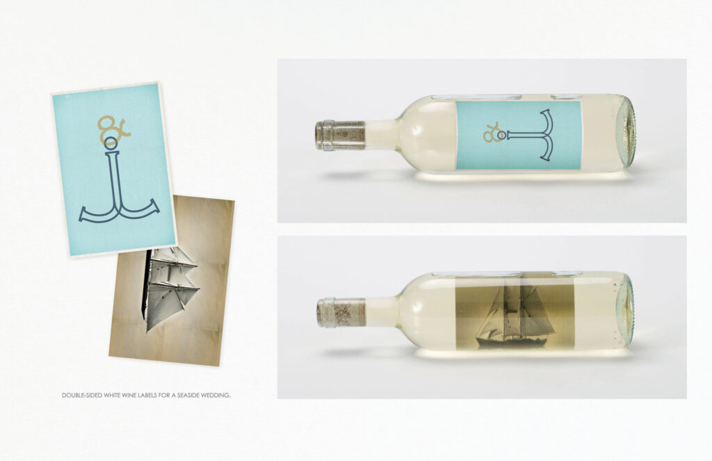 Seaside Wedding wine labels