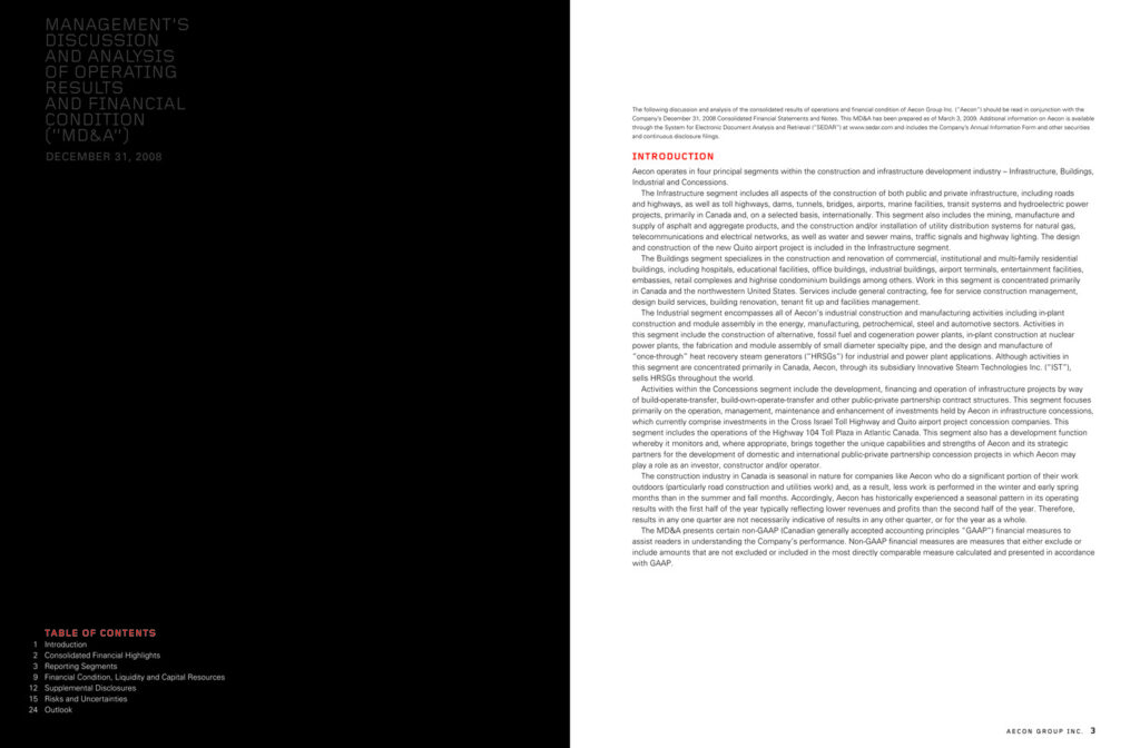 Aecon Report to Shareholders’ 2008