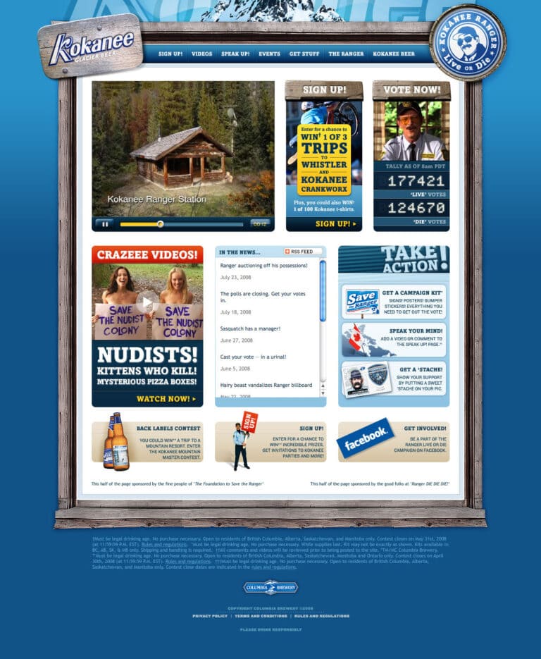 Kokanee Ranger Live or Die Campaign Website