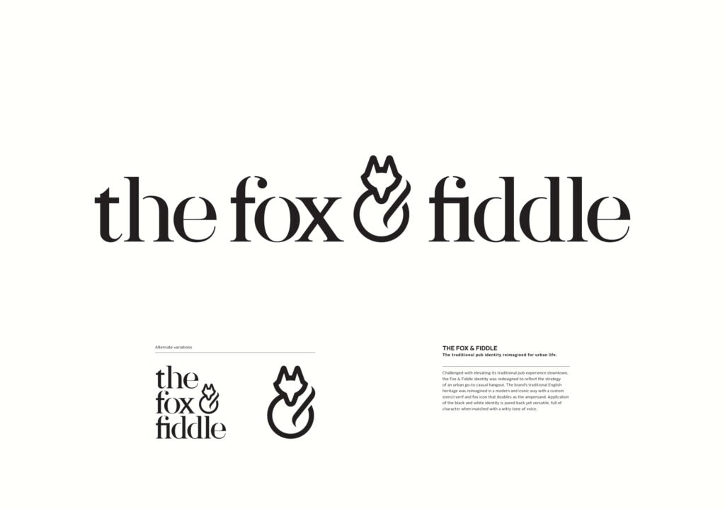 THE FOX & FIDDLE. The traditional pub identity reimagined for urban life.