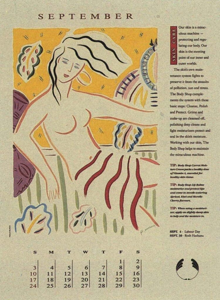 The Body Shop 1989 Calendar